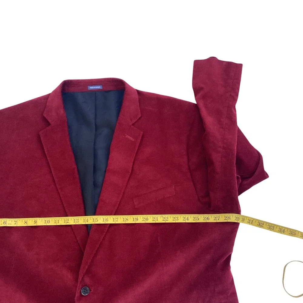 Stafford Mens Burgundy Corduroy Blazer Sport Coat Elbow Patches Big & Tall‎ 56